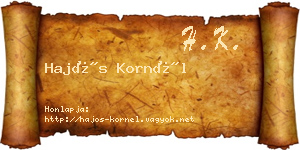 Hajós Kornél névjegykártya